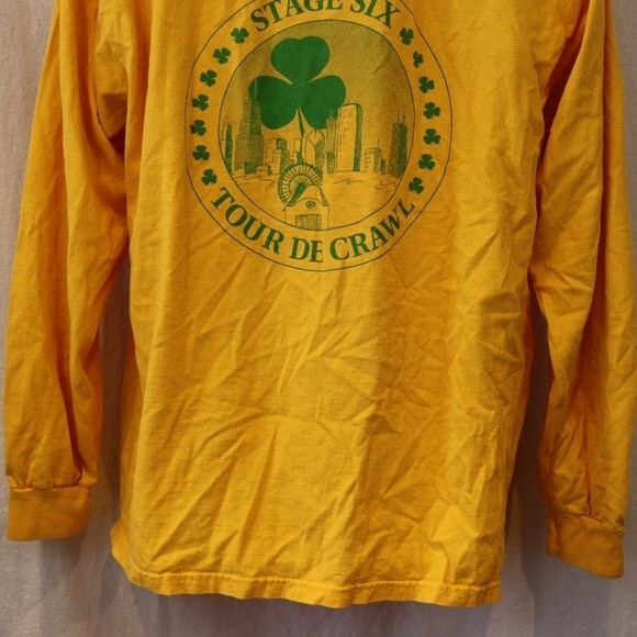 St Patricks Day Yellow Long Sleeve Bar Crawl Tshirt 2004 Chicago Gildan XL - Picture 9 of 12